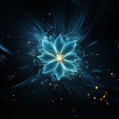 Explosion of blue energy flower