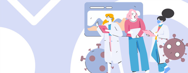 Medical characters fighting the epidemic flat vector concept operation hand drawn illustration

