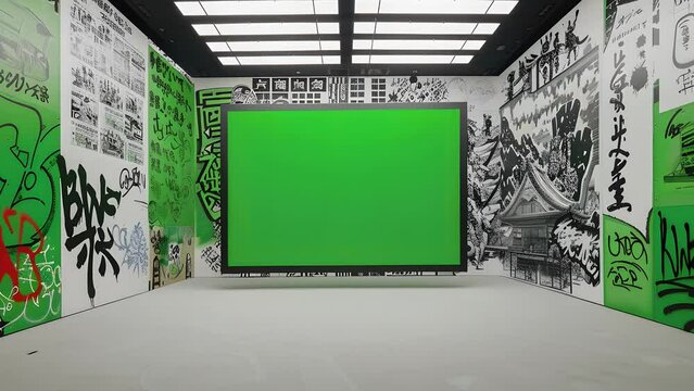 background with green screen and frame