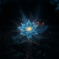 Explosion of blue energy flower