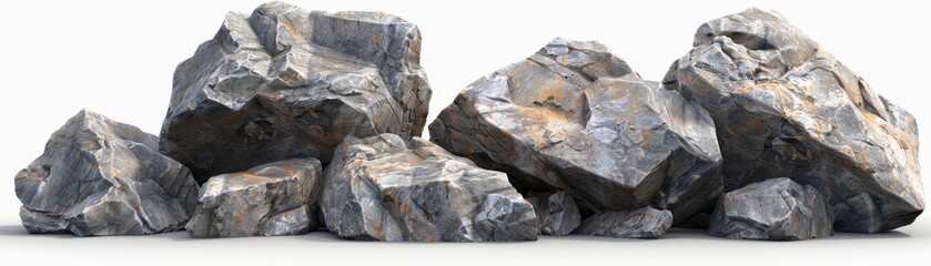 3D Rendered Hard Rock Stone Shape with Transparent Background (PNG File)