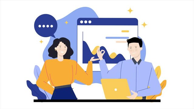 boss approve to the manager proposal. business animated illustration. business animation video