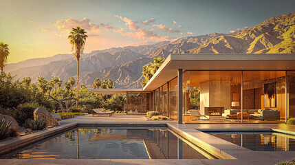 luxury modern residence house exterior palm springs