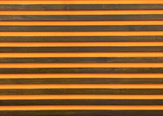 Fototapeta premium Wooden brown stripe on bright orange glass with light and shadow for modern, vivid background