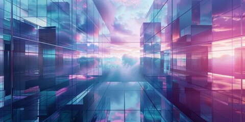 Futuristic blue Urban Landscape with Advanced Smart City Technology, abstract graphic, banner design, brochure, pattern design, web, background template