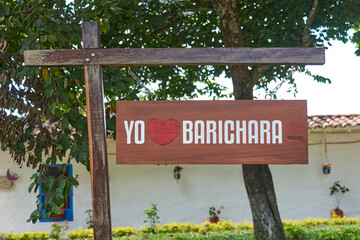 I love Barichara, sign located in the downtown of this tourist Colombian village.
