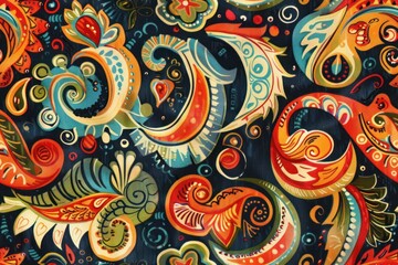 Eclectic Bohemian Pattern with Intricate Designs and Vibrant Colors, Full of Artistic Flair