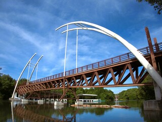Steel structure bridge over the river