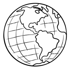 Sketch world globe with a white background