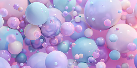 abstract background with pastel spheres and balls in different sizes and pastel colors, generative AI