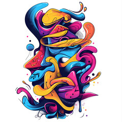 Fototapeta premium Productivity, Adorable, Bold Colors, Street Art, Contour, Vector, White Background, Detailed