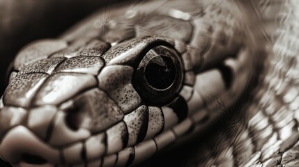 Fototapeta premium close up Black Mamba straight face, dark tone