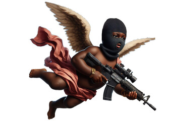angel with wings airsoft gun african baby cherub ski mask 