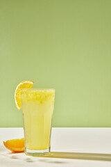 Colorful color background. Refreshing and fresh
oranges, lemons and other fruits full of vitamins.