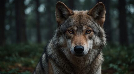 Obraz premium wild photography Majestic Wolf in a Forest Setting