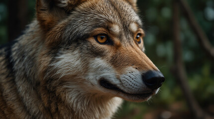 Fototapeta premium wild photography Majestic Wolf in a Forest Setting