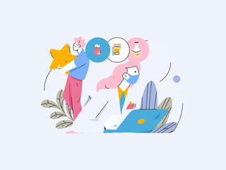 Medical characters fighting the epidemic flat vector concept operation hand drawn illustration
