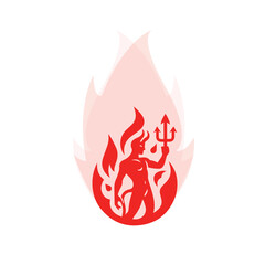 The angry devil design with a creative and simple fire background