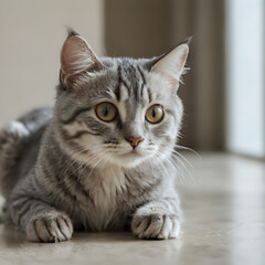Fototapeta premium a cat that is laying down on the floor
