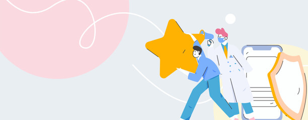 Medical characters fighting the epidemic flat vector concept operation hand drawn illustration
