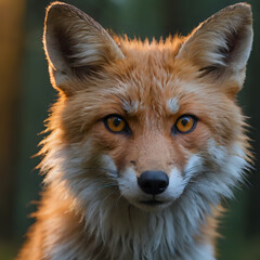Fototapeta premium a close up of a fox's face with a blurry background