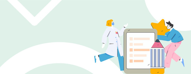 Medical characters fighting the epidemic flat vector concept operation hand drawn illustration
