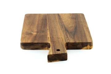 Wooden cutting board with a handle isolated on a white background