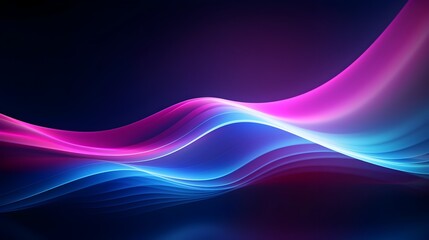 Glowing Neon Waves of Abstract Futuristic Background with Vibrant Bokeh Lights
