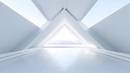 Minimalist Architectural Interior with Vast Open White Space and Clean Geometric Designs