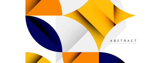 Minimal geometric elements on white. Petals, round triangles, star