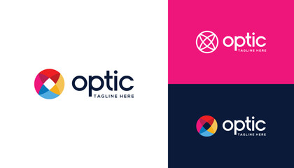 Circular Initial Letter O Low Poly Colorful with Negative Space Logo Design