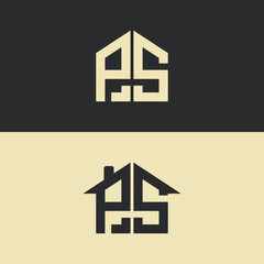 PS modern letter house and home logo design