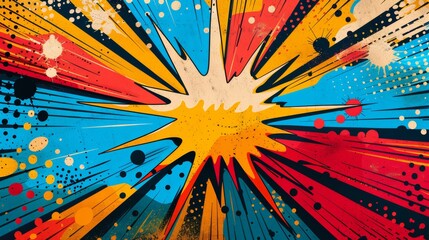 Abstract colorful explosion with radial lines and splatters, perfect for dynamic and energetic designs.