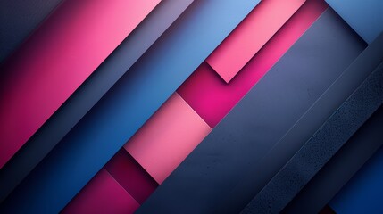 Obraz premium Abstract geometric background with diagonal blue and pink stripes.