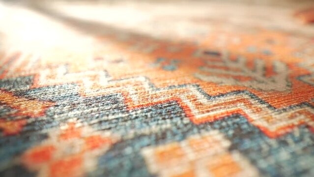 carpet texture background on wooden floor with copy space 