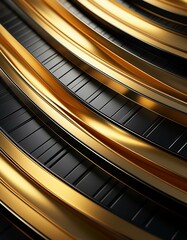 Obraz premium Golden Opulence: Abstract Black and Gold Stripes