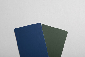 Plastic Bank cards on a gray background