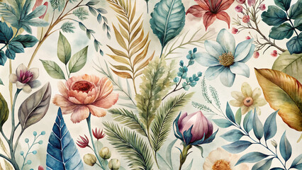 Vintage botanical watercolor background
