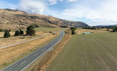 Country road in Garston, Lumsden, Southland, New Zealand.