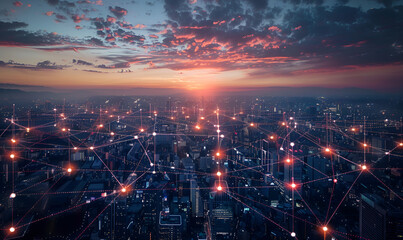 Fototapeta premium Global communication technology connecting businesses and individuals worldwide through digitalization and the internet Concept Global Communication Technology Connectivity Digitalization