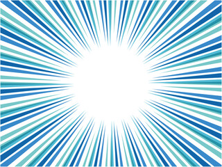 ビビッドカラーのポップな集中線背景素材_ブルー系