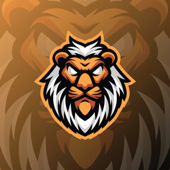 Obraz premium lion head with white hair on orange background