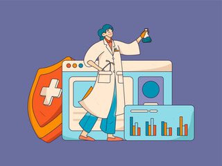 Medical characters fighting the epidemic flat vector concept operation hand drawn illustration
