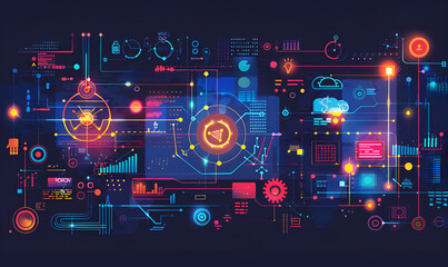 Modern background with marketing elements The Digital Frontier: Modern Marketing Strategies