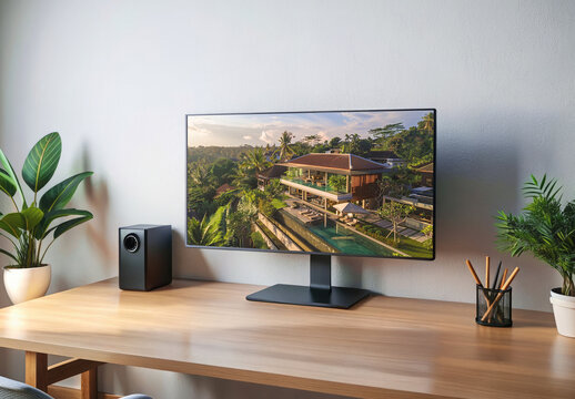 Minimalist Computer Monitor Screen Mockup Template