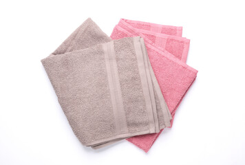 Colored towels on a white background