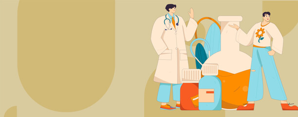 Medical characters fighting the epidemic flat vector concept operation hand drawn illustration
