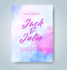 Wedding invitation with abstract watercolor background