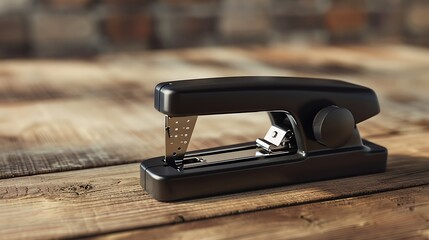Office stapler isolated in wooden table