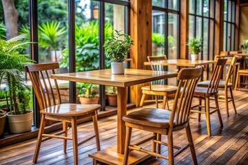 wooden table and chair caffe set